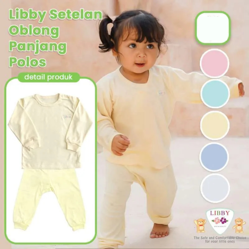 Baju Setelan Anak - Libby Setelan Baju Oblong Panjang  Polos SML Beli Banyak Lebih Murah