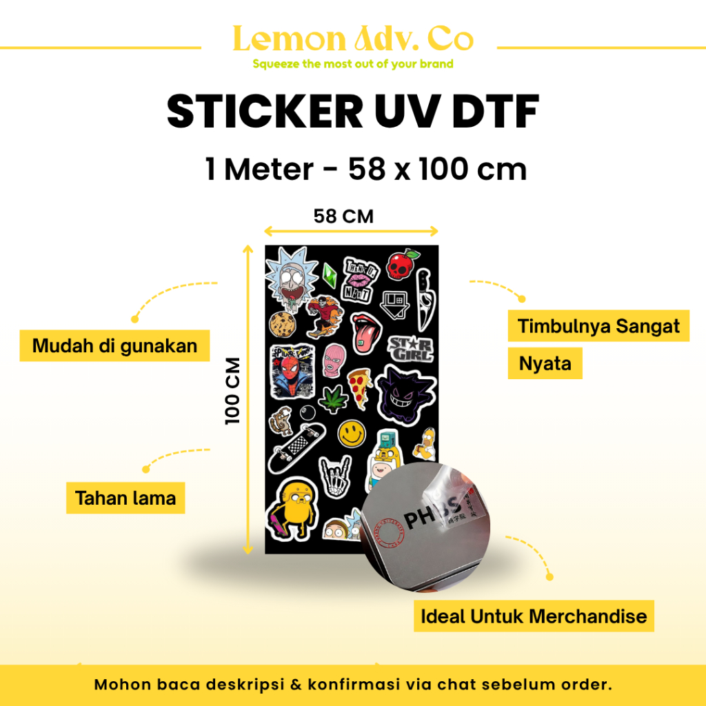 

PRINT STICKER UV DTF | UV DECAL KERING | EMBOSSED UV STICKER (58 x 100 CM)