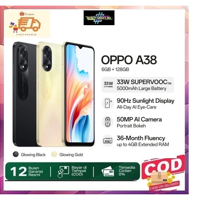 OPPO A38 6/128 GB - OPPO A38 RAM 6GB ROM 128GB GARANSI RESMI