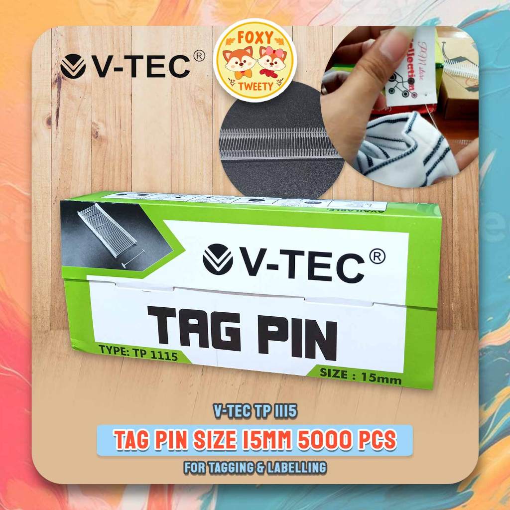 

(BOX) Refill Tag Gun 15 mm VTEC / Tag Pin V-TEC TP 1115 / Isi Ulang Tag Tembakan Baju