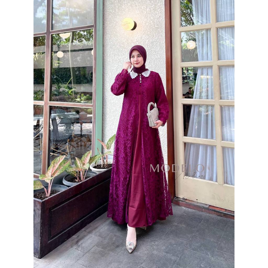BESTPROMO CLEMIRA DRESS SET OUTER / SET GAMIS PLISKET OUTER CERUTY PREMIUM / DRESS KONDANGAN WANITA