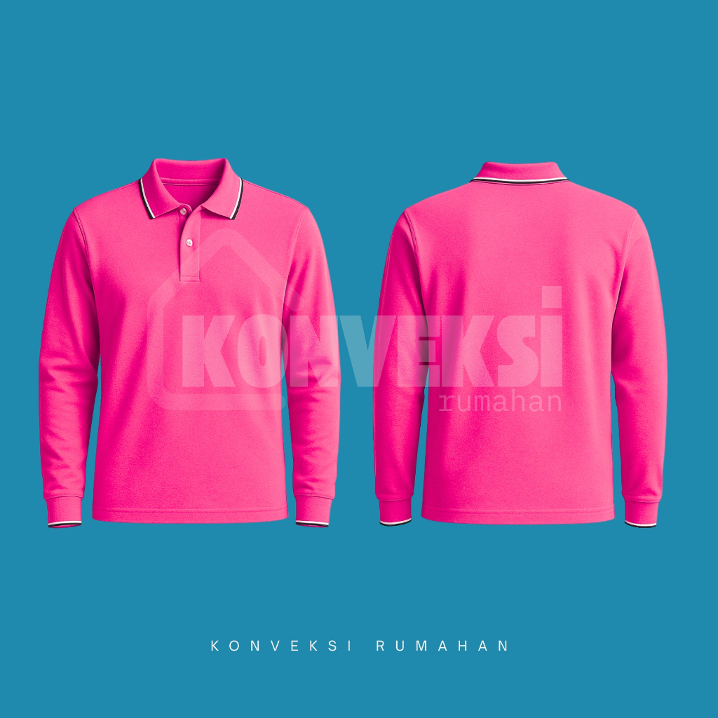 kaos kerah panjang [pink fanta lis] / kaos kerah pria / kaos kerah panjang / wangky panjang