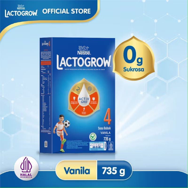 Nestle LACTOGROW 4 (3+) dengan ACTiVGRO Susu Formula Anak 3 Tahun Ke Atas 735g