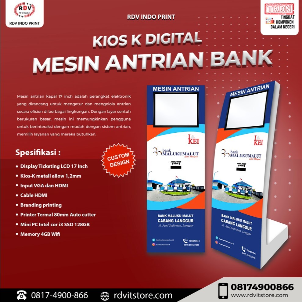 

Mesin Antrian Pelayanan Bank 17 Inch