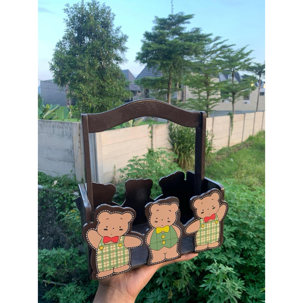 Tempat Jajan Kayu Karakter Beruang – Warna Coklat | KayuKita Handmade