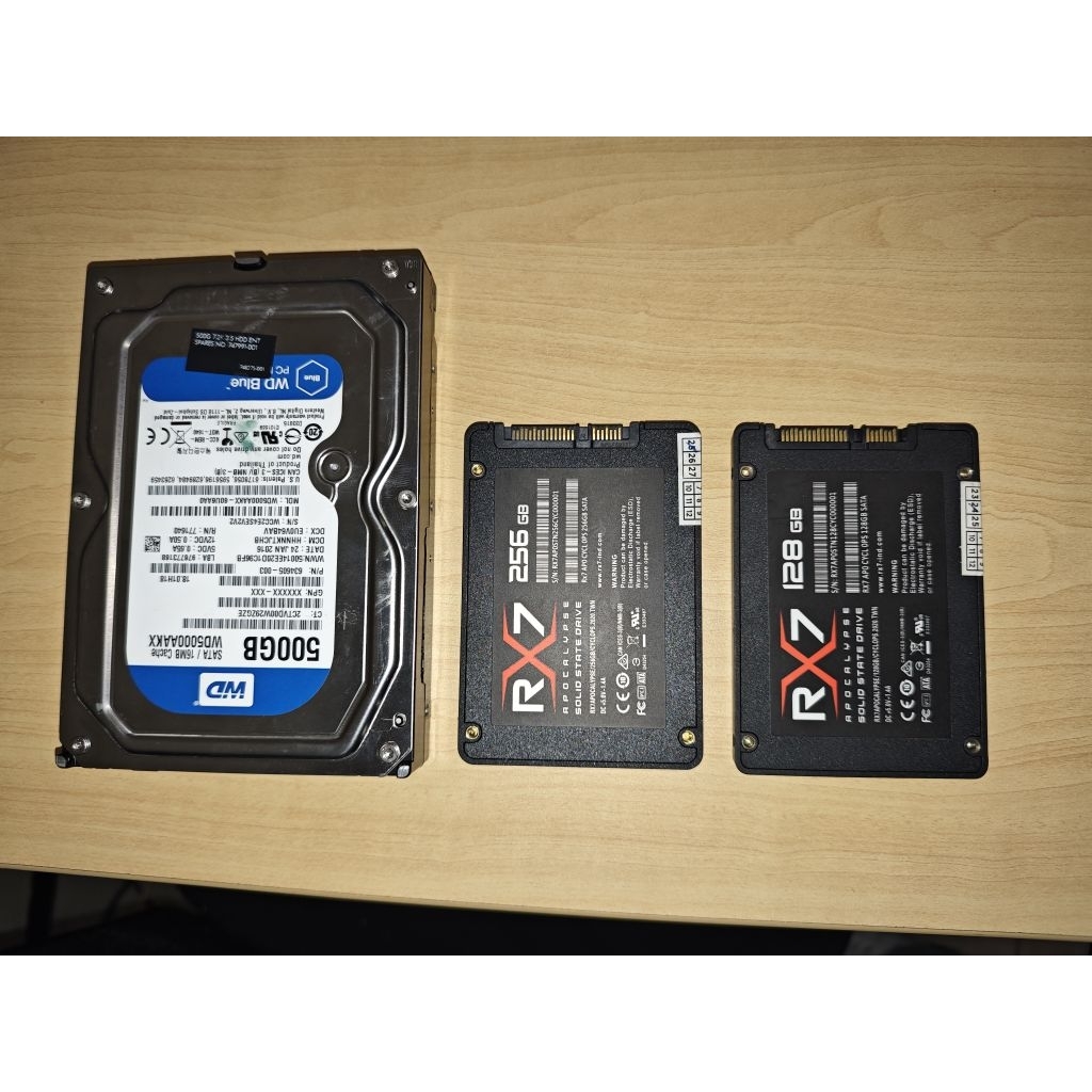 SSD RX7, 256GB, 128GB - WD BLUE 500GB