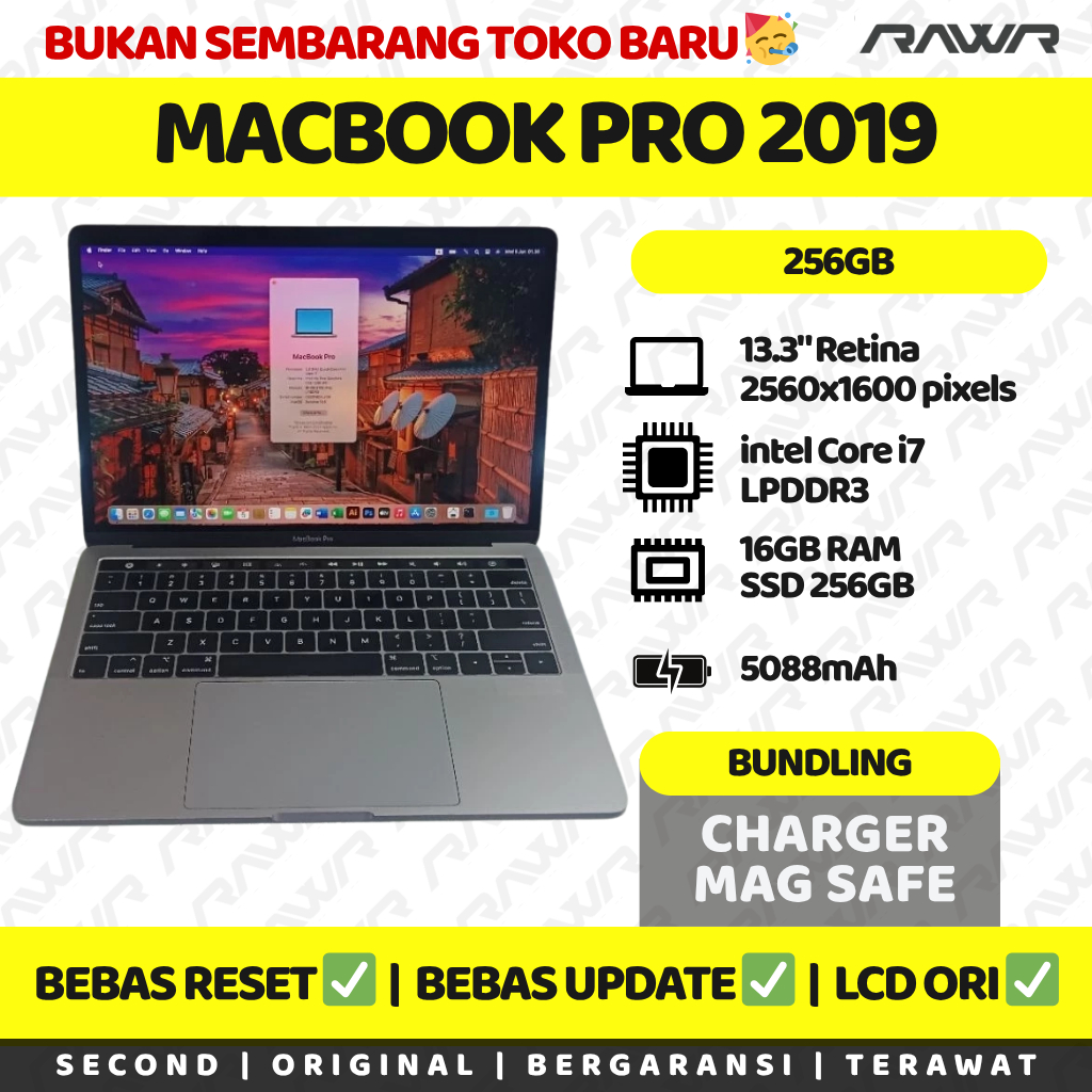 Macbook Pro 2019 13 inch i7 16GB SSD 256GB Second Bergaransi Original