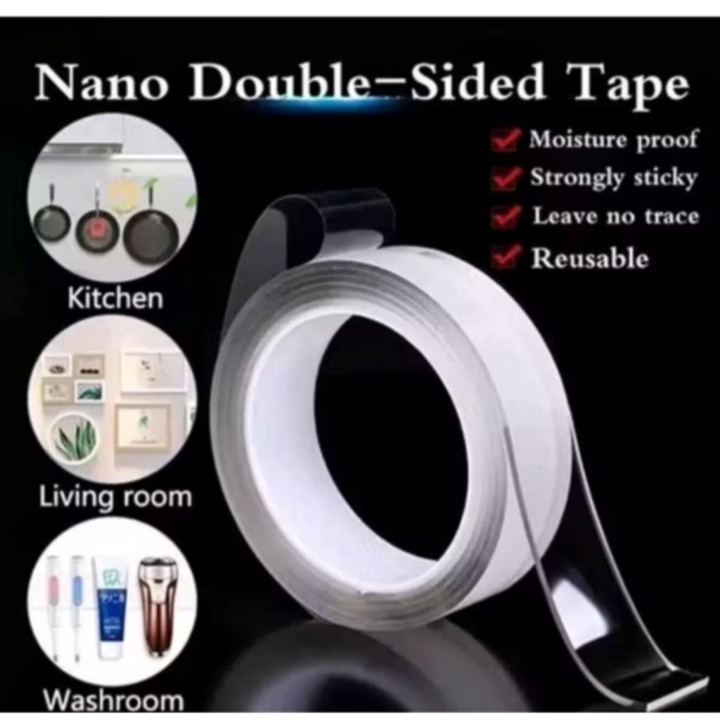 

nano double tape 2 sisi bening solatip / lem serbaguna