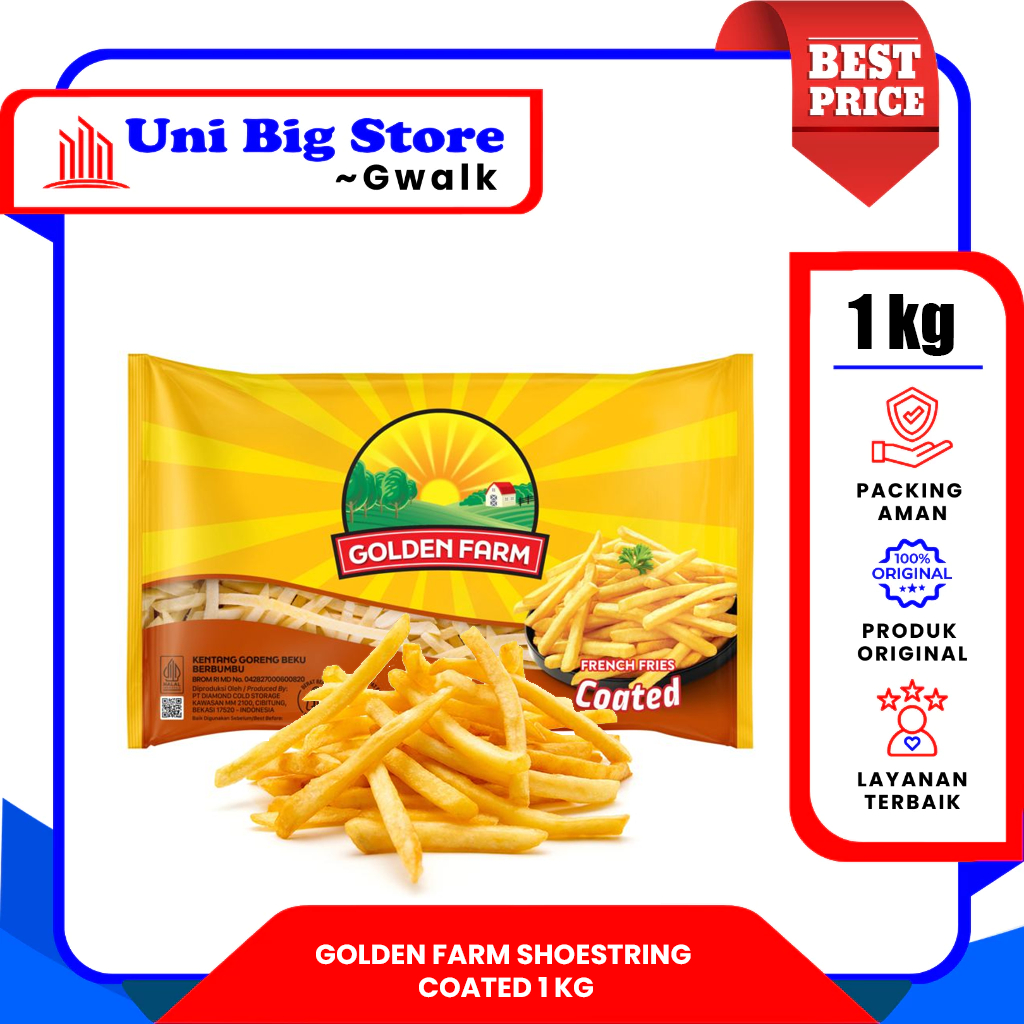 

GOLDEN FARM FRENCH FRIES SHOESTRING COATED KENTANG GORENG BERBUMBU - 1 kg
