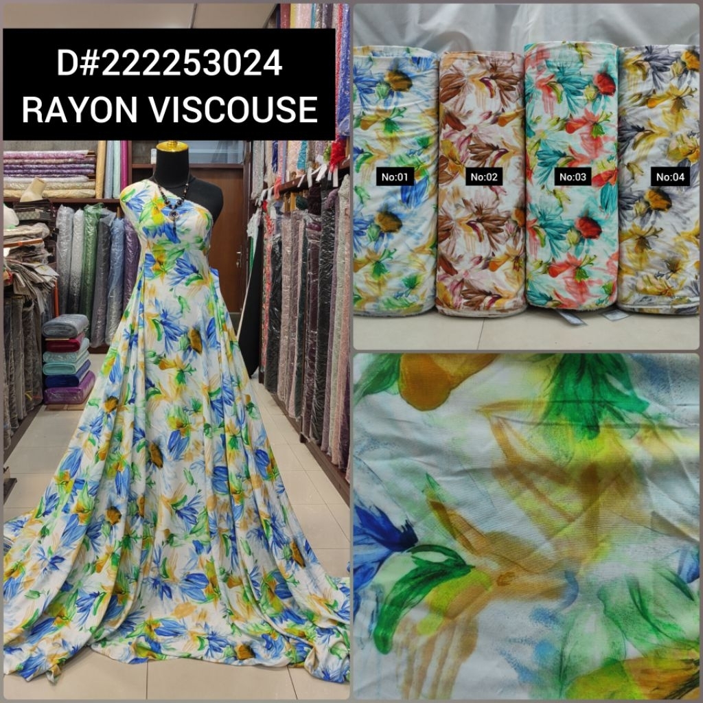 Kain Rayon Viscose Motif Bunga Tulip D#222253024 Varian