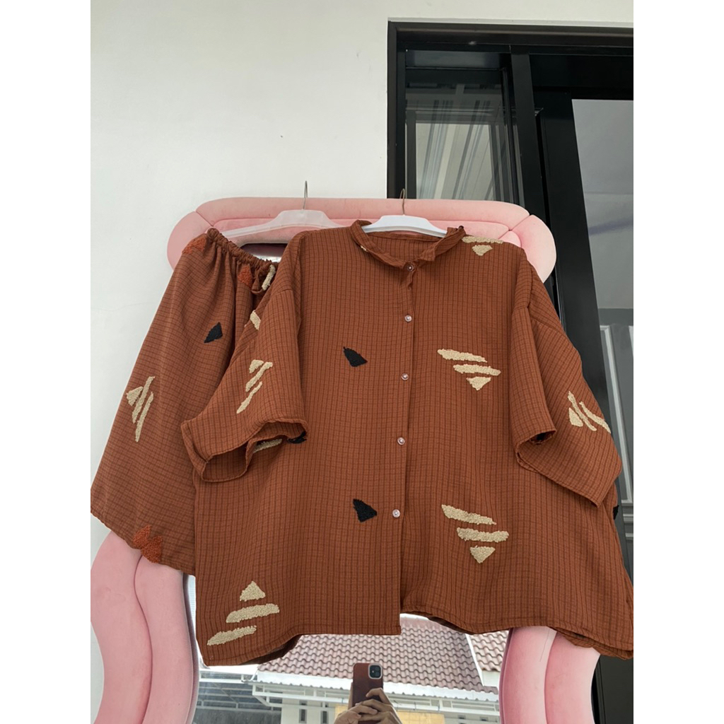 BB 90-135KG Setelan Jumbo Bigsize JEMIMA LD 150  Wanita Nyaman Kancing Baju