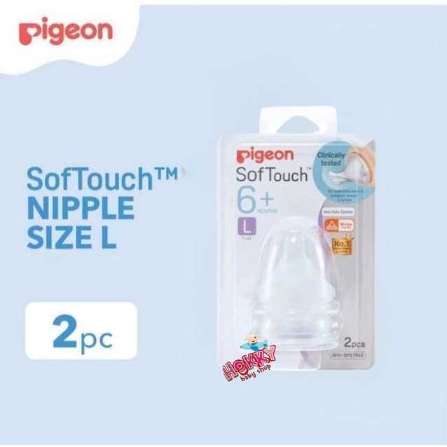 Pigeon Baby Silicone Nipple Wide Neck Peristaltic Plus Blister | Dot Bayi Wideneck Ukuran L Isi 2PC 