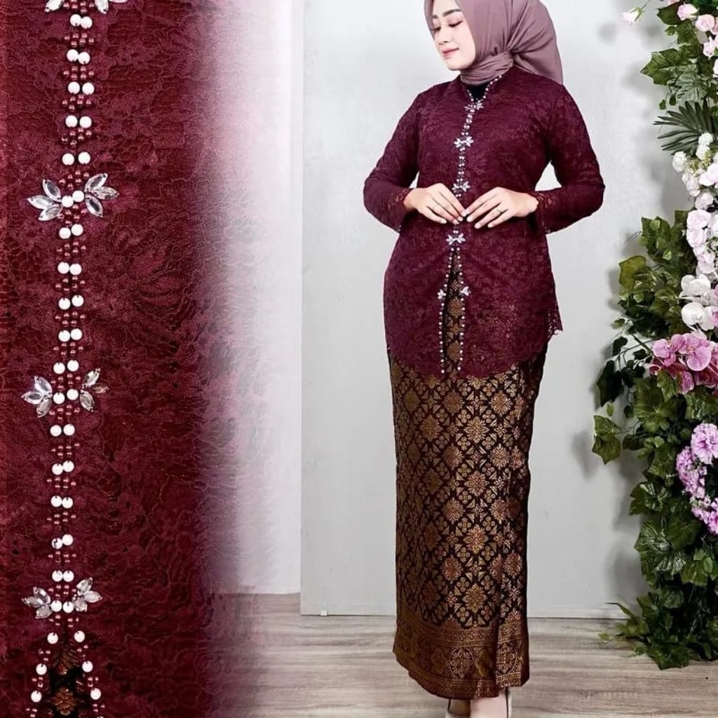 Baljevi store-Setelan Kebaya Encim Brokat Setelan Kebaya Songket Kebaya Modern Kebaya Payet Kartini 