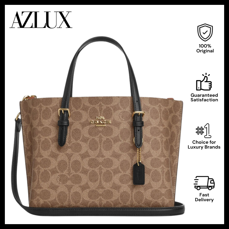 Coach Mollie Tote Bag 25 In Signature Canvas Gold/Tan/Black