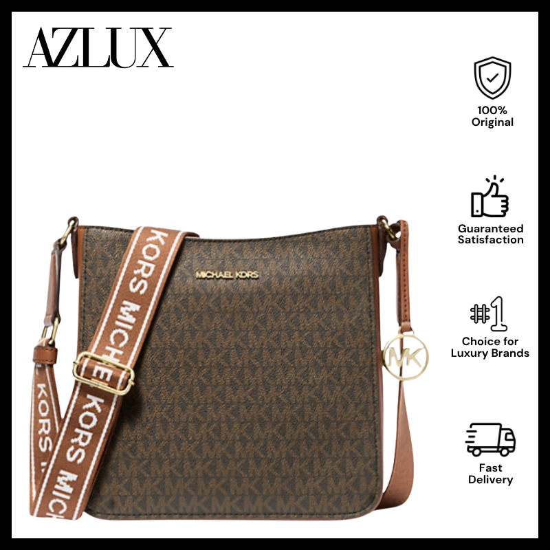 Michael Kors Jet Set Travel Small Signature Logo Messenger Bag Brown