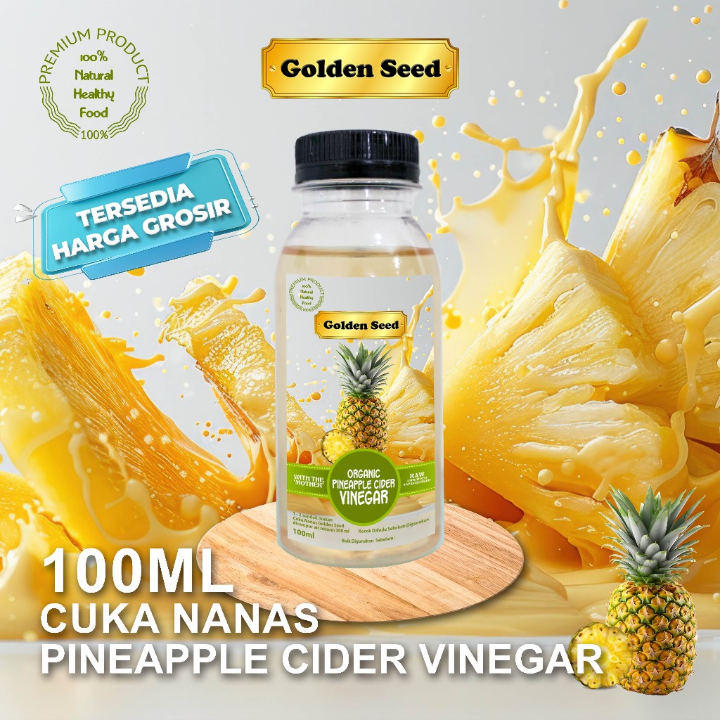

CUKA NANAS GOLDENSEED 100ML / CUKA NANAS PREMIUM WITH MOTHER 100 ML - PINEAPPLE CIDER VINEGAR 100ML (BOTOL PLASTIK)