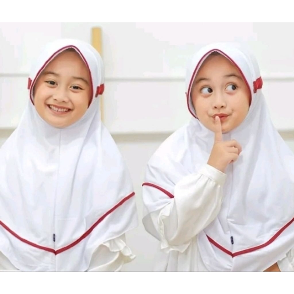 Jilbab Anak Sekolah Serut Inova SD 4-10 Tahun / hijab sekolahan anak instan putih