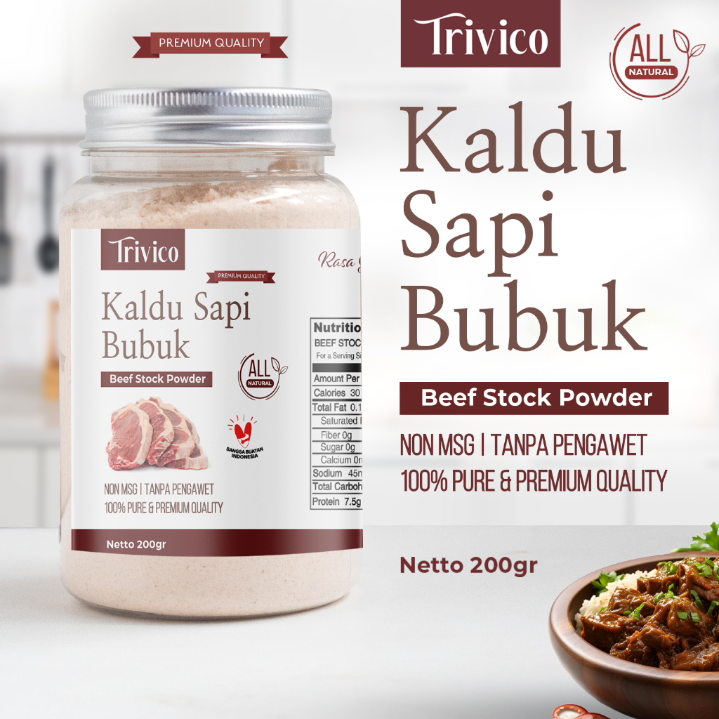 

TRIVICO | Kaldu Sapi Bubuk | Beef Stock Powder | Non-MSG | Bumbu Kaldu Masakan Sehari-hari | Kaldu Sehat Alami
