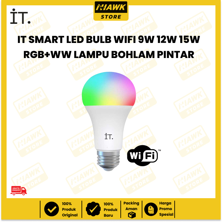 IT. Lampu LED Smart WiFi RGB+WW Bohlam Pintar 9W 12W 15W
