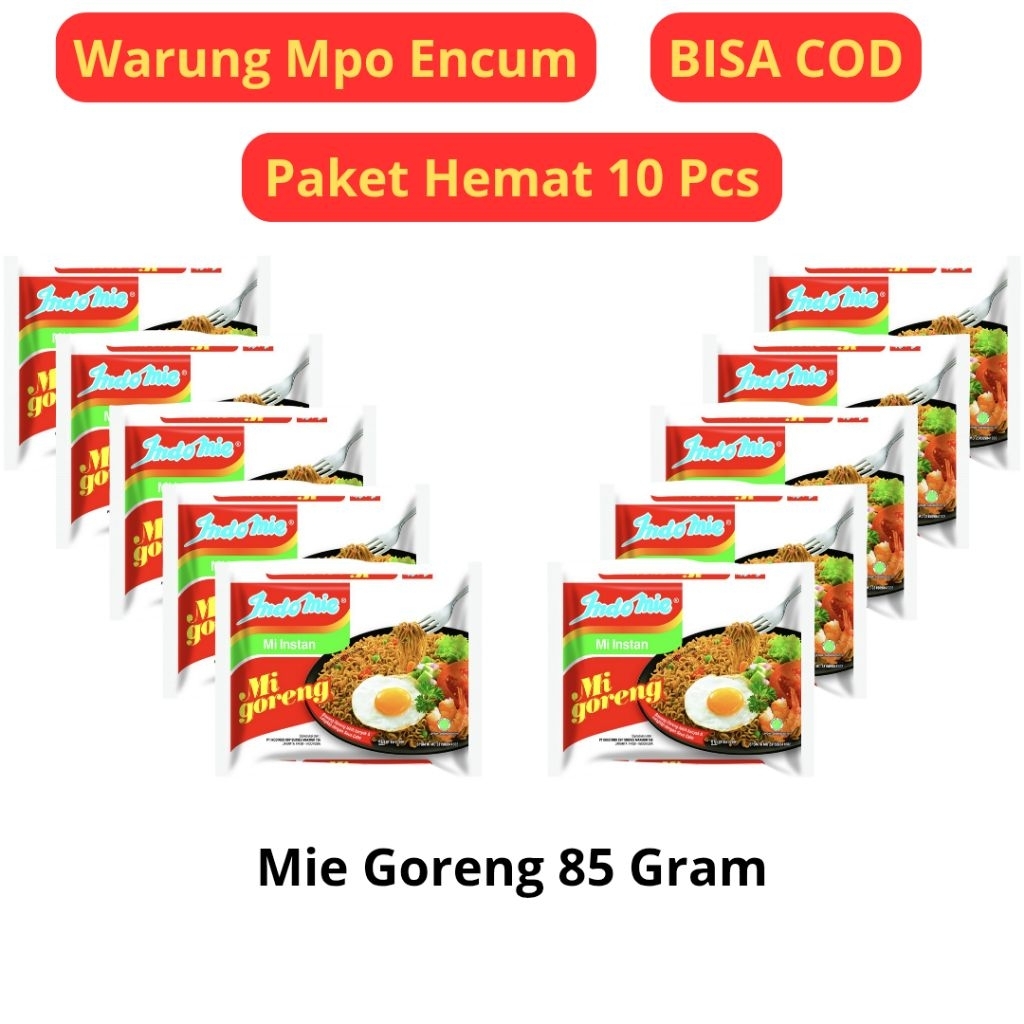

Paket Hemat 10 Pcs Indomie Goreng / Mie Instan Goreng 85 Gram