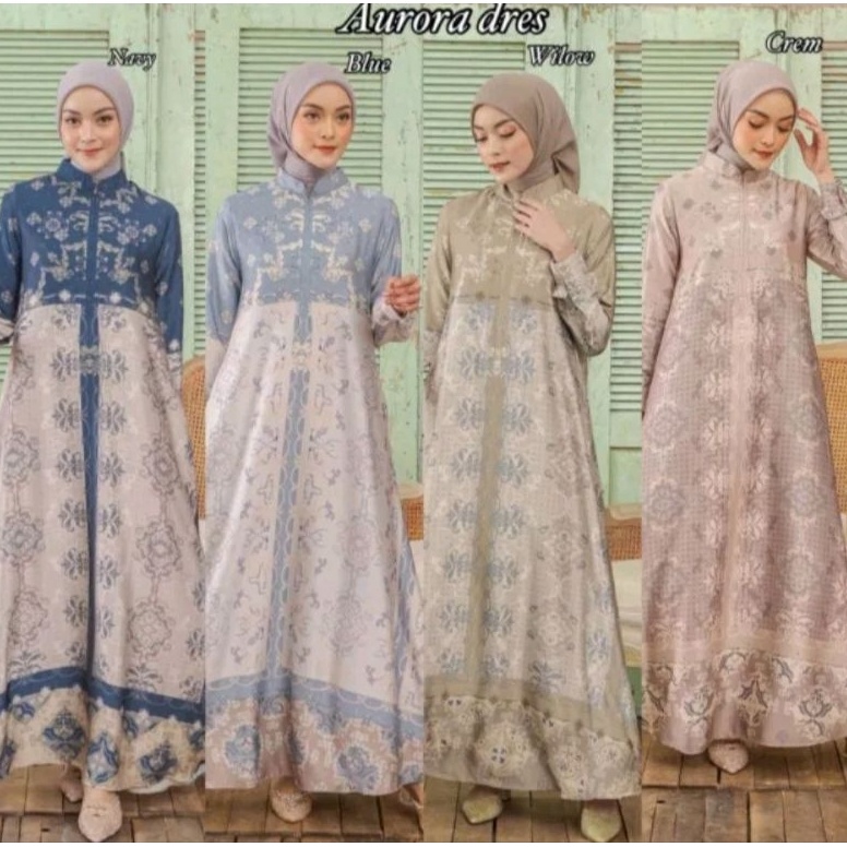 KODE C74G DRESS GAMIS AURORA PAKAIAN WANITA  GAMISARMANY  SILK MOTIF  BAJU WANITA  DRESS WANITA LEBA
