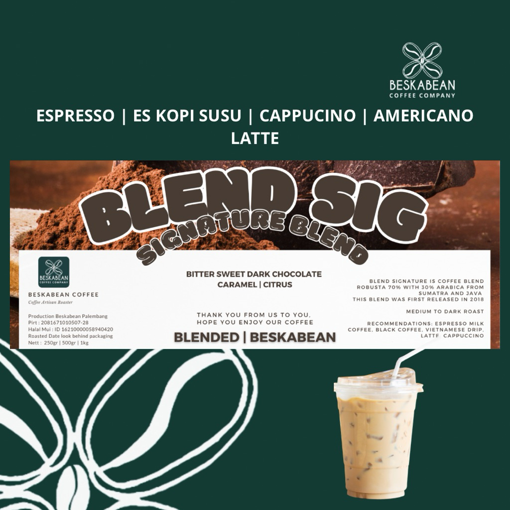 

Biji Kopi Espresso Blend Es Kopi susu Signature 70% Robusta Sumatera 30% Arabica sumatera
