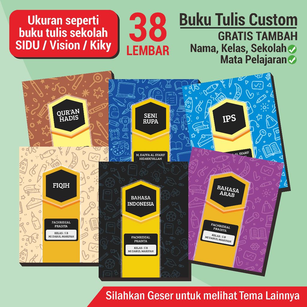 

[38 LEMBAR] BUKU TULIS A5 KWARTO CUSTOM | SEGI | BUKU TULIS SIDU VISION KIKY | NOTEBOOK A5 CUSTOM | BUKU GALAKSINOVA