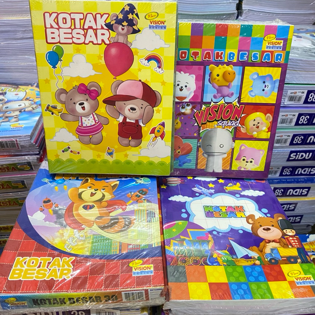 

1 PAK BUKU TULIS KOTAK BESAR VISION 30L MOTIF LUCU