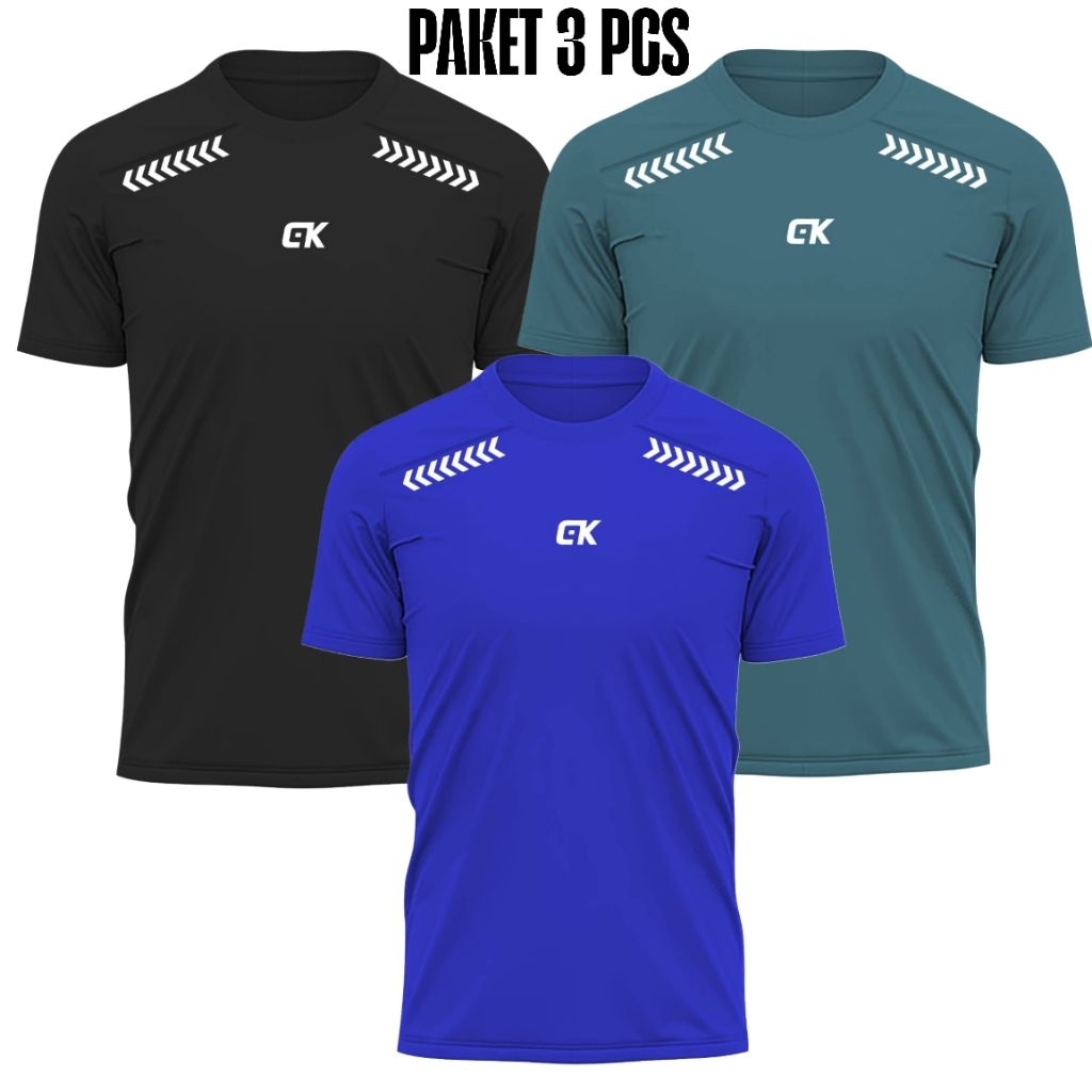 Paket 3 Pcs 100 Ribu Kaos Olahraga Dryfit Dewasa Pria Dan Wanita Baju Jersey Training Gym Sepedah Ru