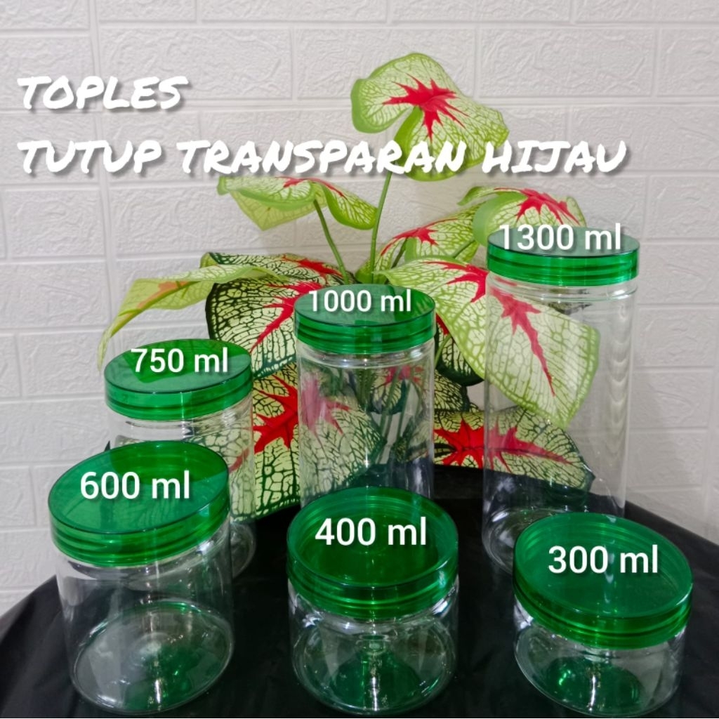 TOPLES PLASTIK / TUTUP TRANSPARAN HIJAU / TOPLES PLASTIK TUTUP TRANSPARAN HIJAU / TOPLES TABUNG 300 