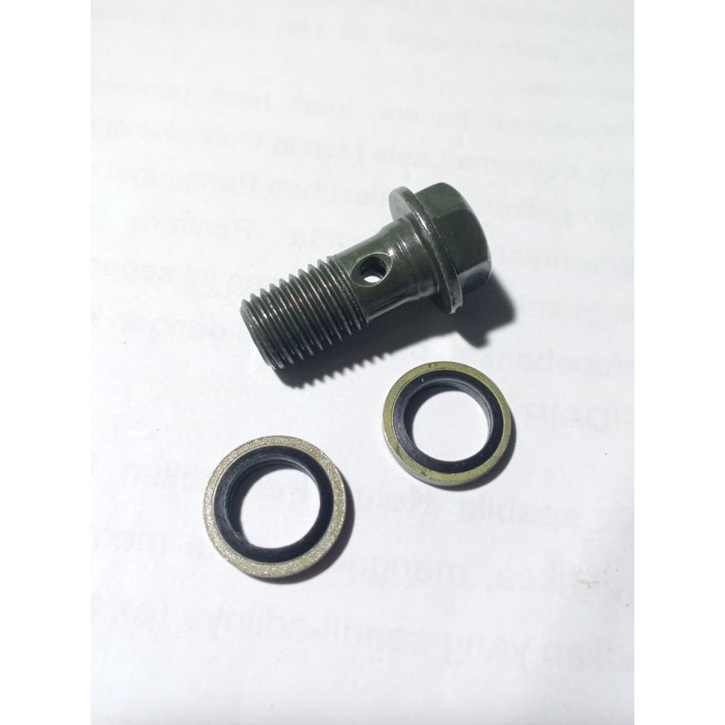 (1set=1baut+2 ring karet) Baut/bolt/baut Nepel selang rem/rem cakram M10/besar baut 14