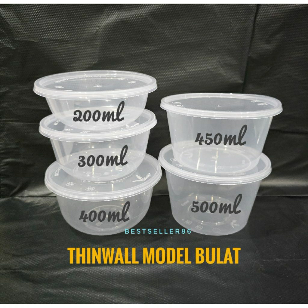 (1 PACK ISI 25 PCS) THINWALL BOWL MANGKUK SALAD PUDING SOP BUAH / BOX PLASTIK BULAT 200ML 300ML 400M