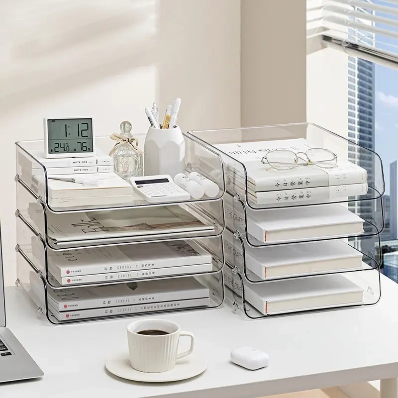 

COD Rak Box File Magazine Keeper Rak Organiser File Document Serbaguna Plastic Box Foldable Desktop Box Container，nampan dokumen plastik A4