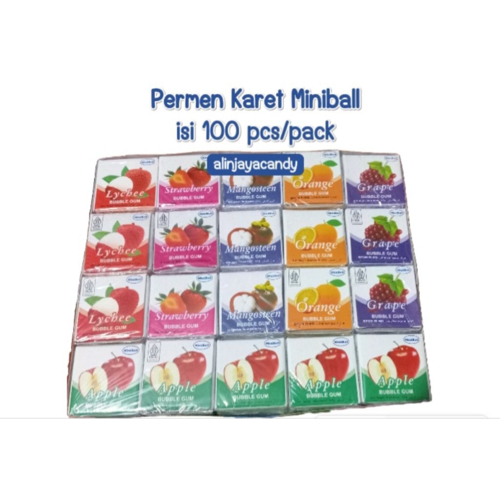 

Permen Karet Miniball isi 100 pcs/pack Permen Miniball Aneka Rasa Buah