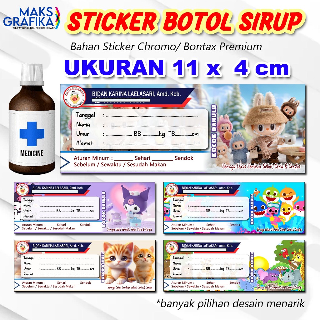 

STIKER BOTOL SIRUP / label obat sirup / stiker obat / stiker obat syrup / stiker obat sirup custom