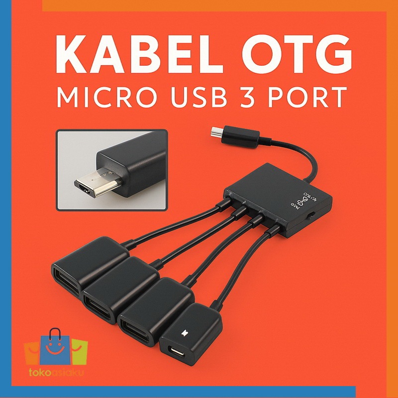 USB OTG 3 Port Fungsi 4 in 1
