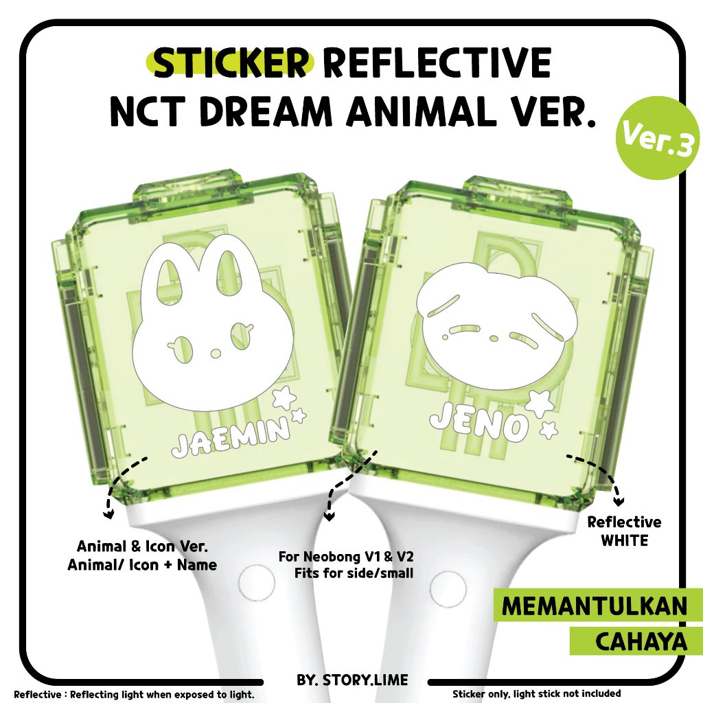 <VER 3> Sticker Deco Reflective NCT DREAM Animal Kpop Decal for NEOBONG/ Lighstick NCT By. STORY.LIM