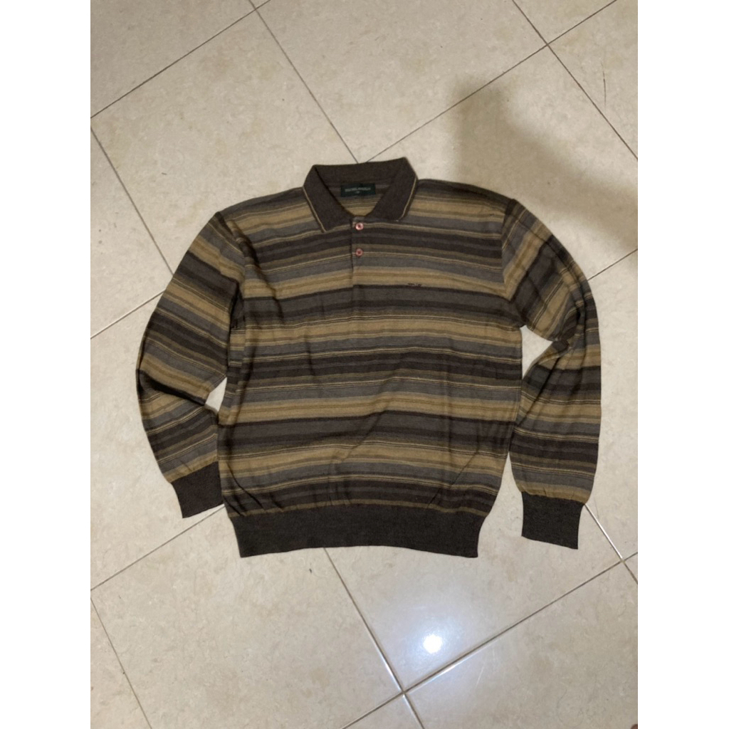 knitwear rugby salur coklat