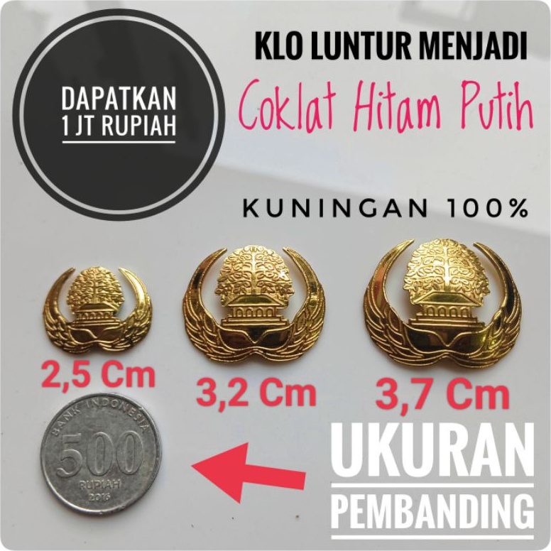 KODE L32N Pin Korpri Kuningan Asli  Pin Korpri F  Anti Luntur Selamanya  Double Magnet