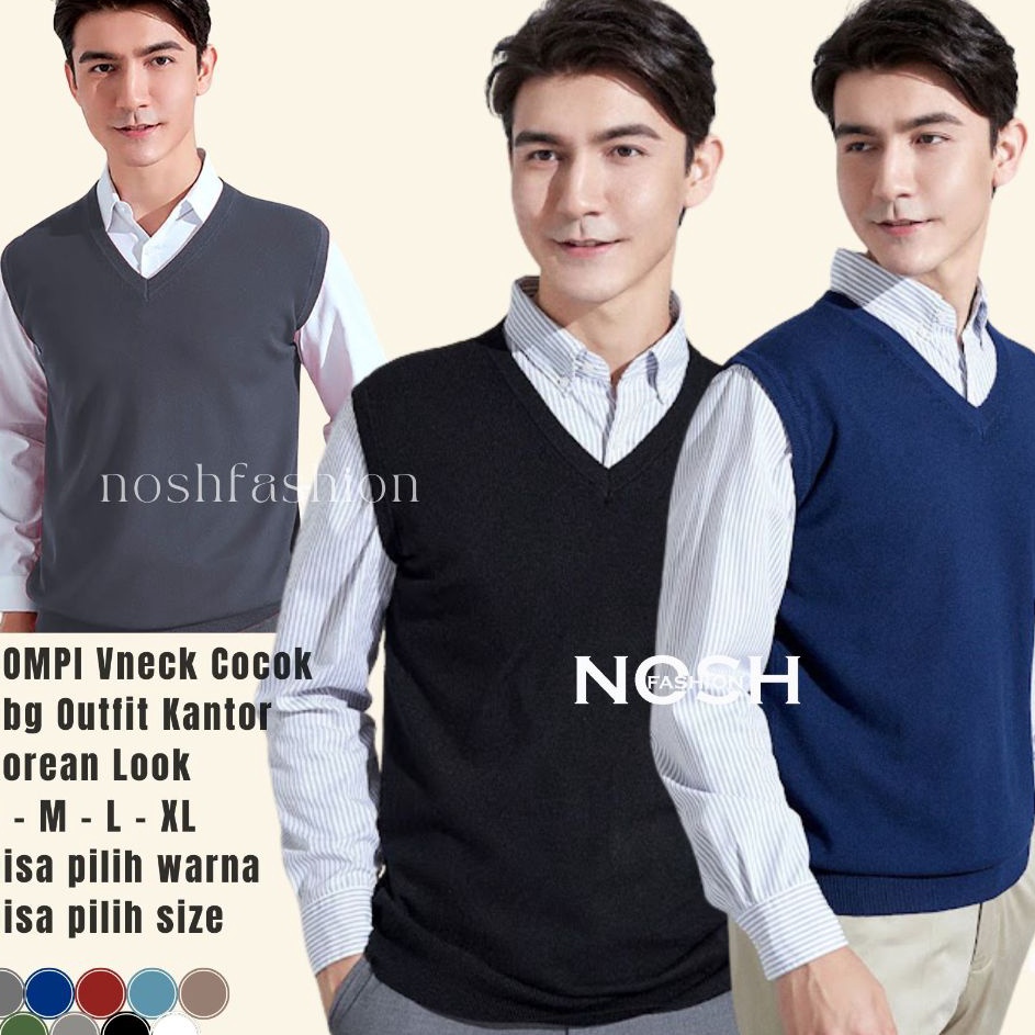 Baru  Rompi Rajut Pria Polos  Ian  Rompi Cowok  Rompi Pria Polos NOSH