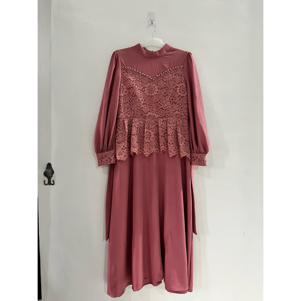DRESS BROKAT - Dusty pink