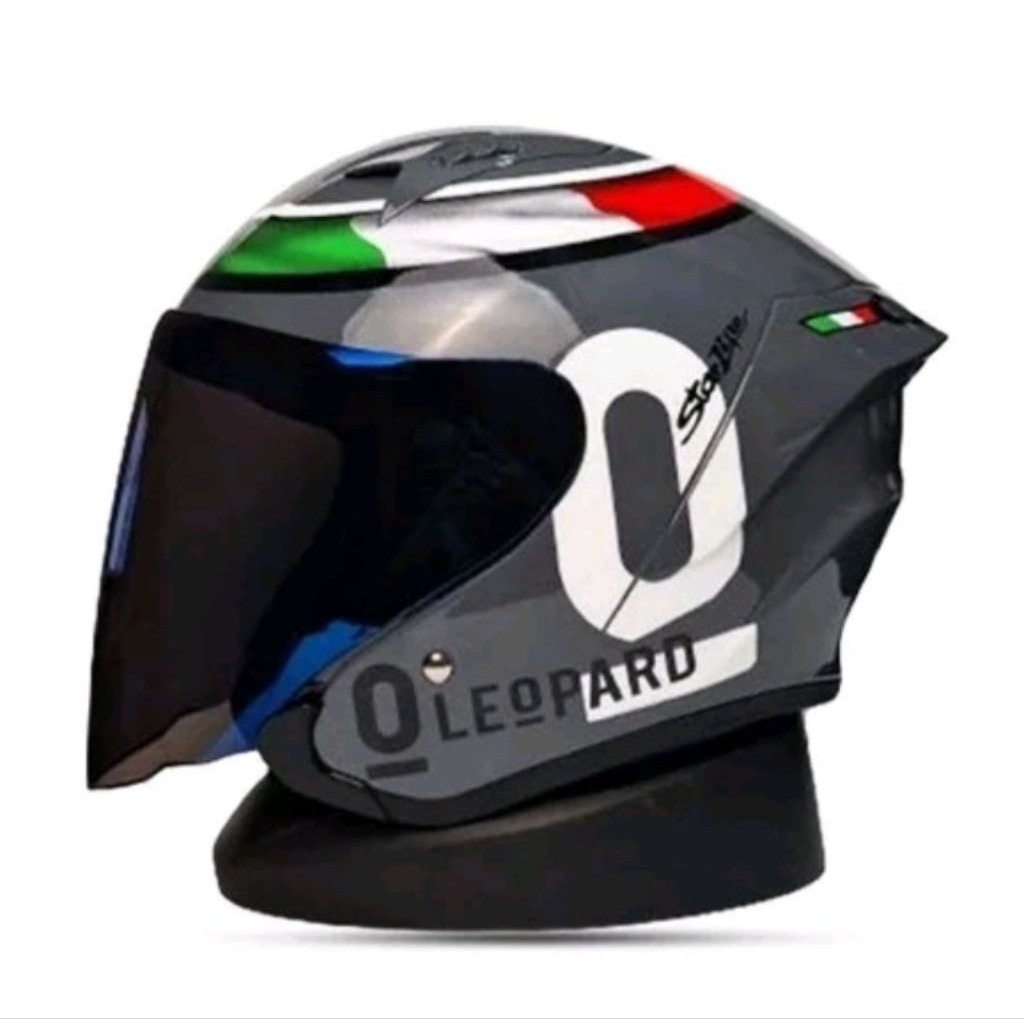 HELM MLA HAKAI LEOPARD Helm Half Face Pria Wanita Kekinian Terbaru