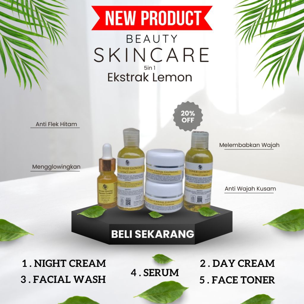 CREAM 5IN 1 EKSTRAK LEMON//BPOM//ORIGINAL//2X LEBIH CEPAT MENCERAHKAN WAJAH