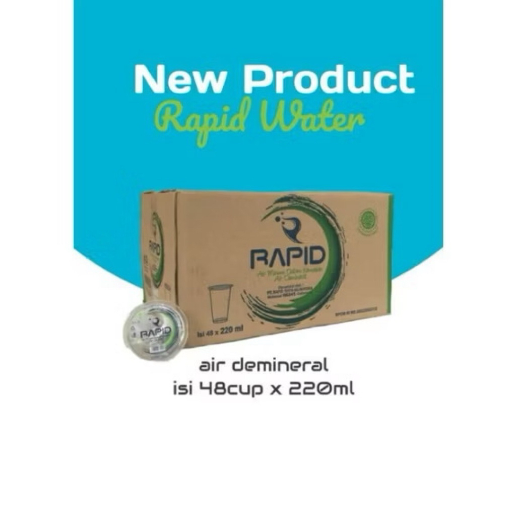 

Rapid Demineral Water air gelas mineral rapid cup per karton (isi 48 gelas)