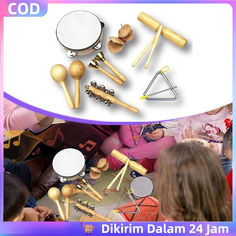 7pcs/Set Dramben Mainan Anak Mainan Alat Musik Anak Mainan Musik Pukul Alat Musik Drum Anak Instrume