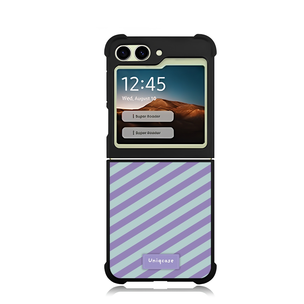 Case Z Flip Series Flip 7 6 5 4 3 Samsung Galaxy TPU Softcase Custom Slash lightgreen lilac