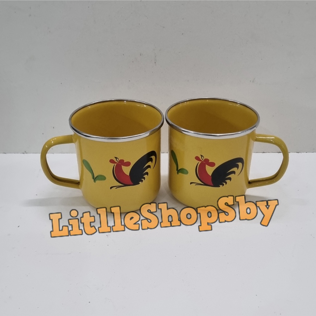Gelas enamel 9cm / Mug Enamel 9cm ayam jago Kuning