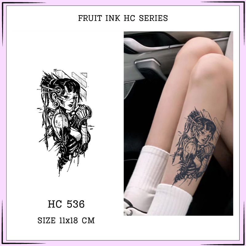Motify Premium Tattoo Temporary HC-536 Fruit Ink Tato Temporer Motif Yakuza geisha perempuan samurai