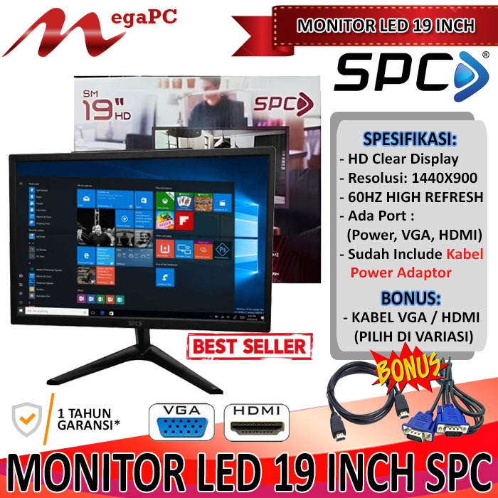 Monitor Layar LED 19 Inch WideScreen SPC Baru