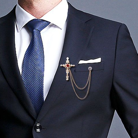 KIAMA - Bros Jas Pin Salib Lapel Pin Rantai Salib Gold Silver